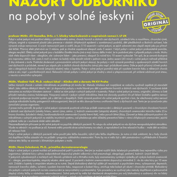 Doporučení doktorů - nejlepší solná jeskyně v Praze.